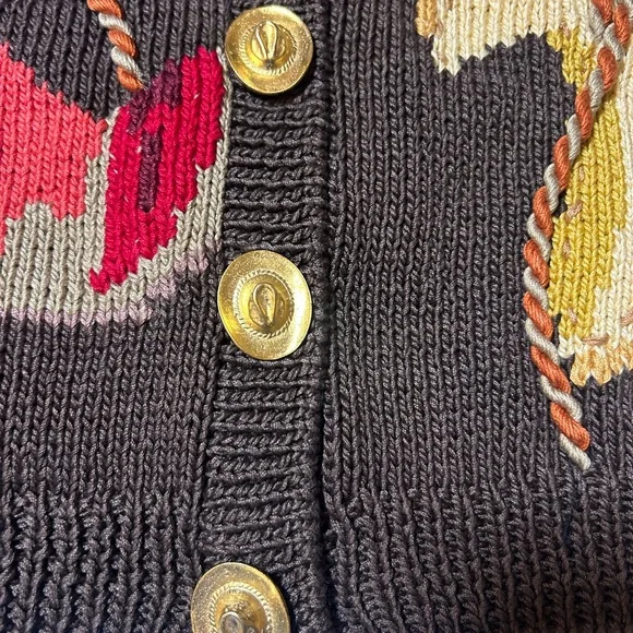 Vtg 90s Berek Marta D Sweater Vest M Wearable Art Hand Knit Western Cowgirl - Picture 5 of 16